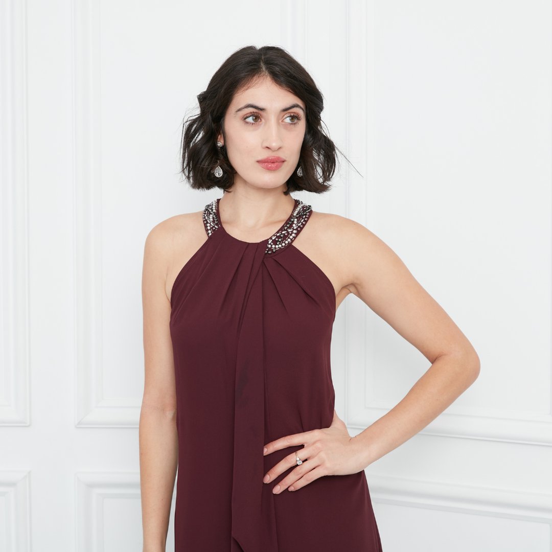 slim fit dress slacks 3/4 Sleeve Matte Jersey & Ombre Satin Ballgown – S.L. Fashions main image 0