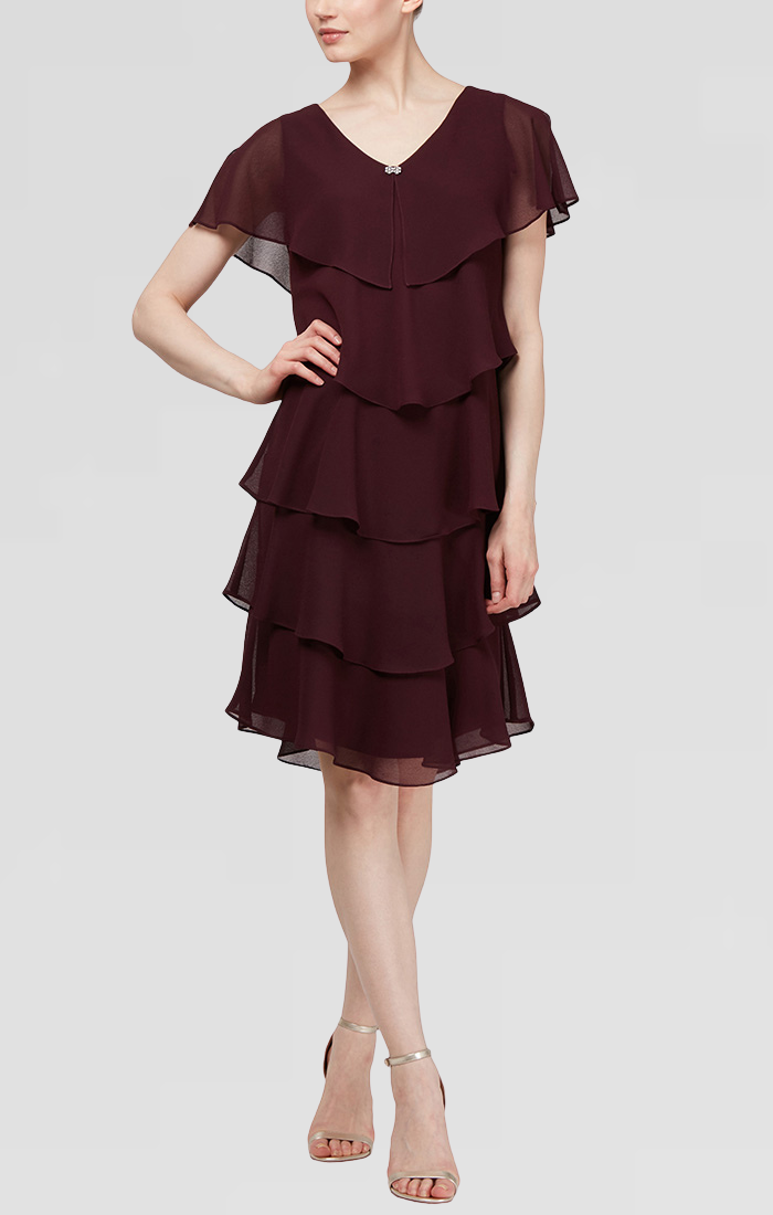 chinese dress ladies Rose Pink Georgette Layered Dress  Ruffleberry