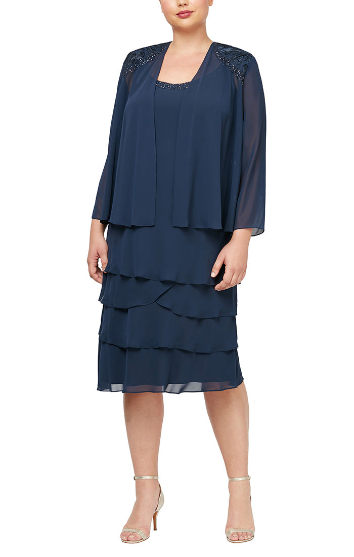 Curvy Elegant Layered Dress With Jacket