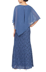 Long Popover Dress With Beaded Shoulder Detail and Asymmetric Overlay