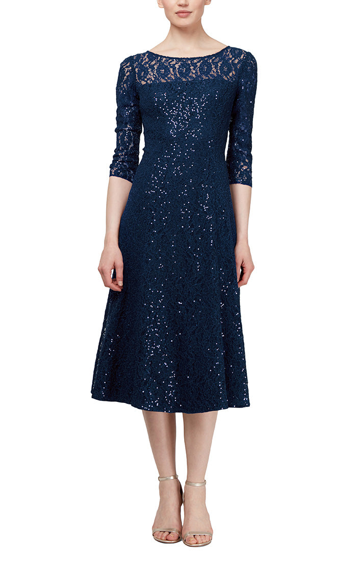 3/4 Sleeve Sequin Lace Cocktail Dress – S.L. Fashions