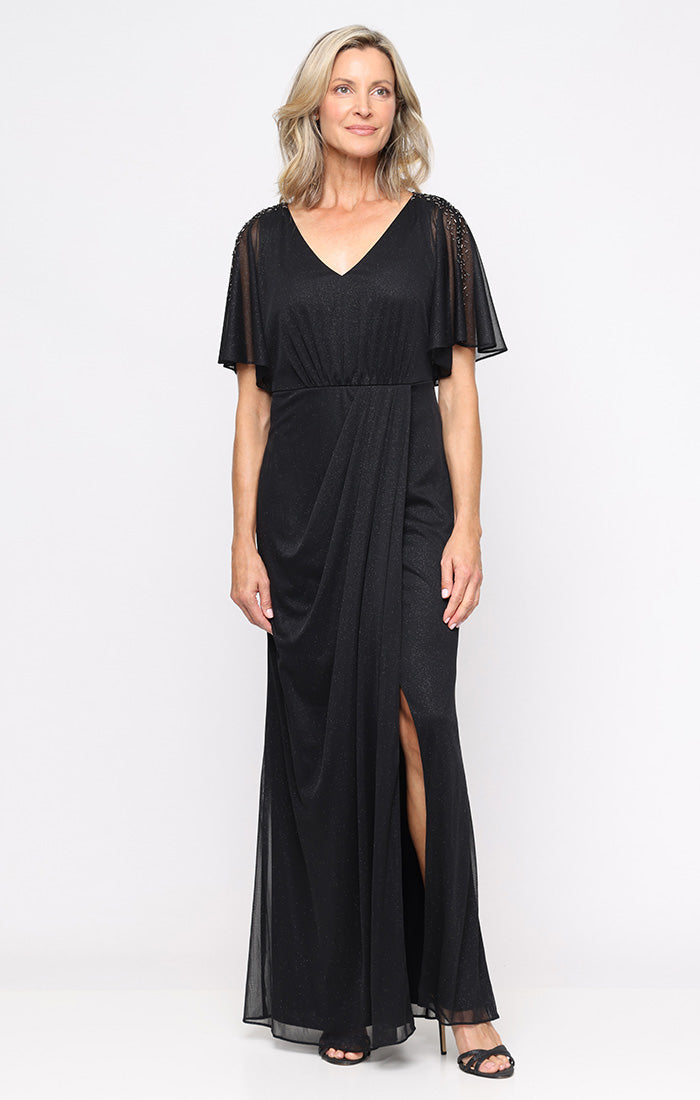 illusion beaded mesh dress Chic and Holland PH120117 - Long Beaded mesh (88% Polyester 12% spandex) Sheath Dress