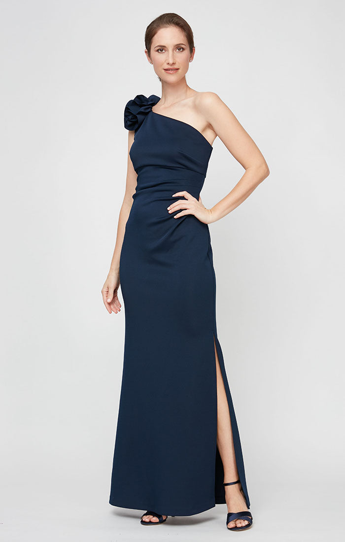 holographic prom dress Rachel Allan 70835 Long Metallic High Slit Formal Prom Dress