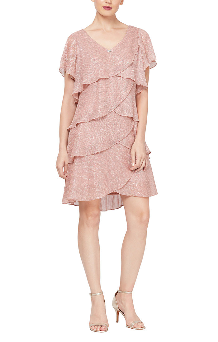 Shimmer Bodre Chiffon Tiered Cocktail Dress – S.L. Fashions