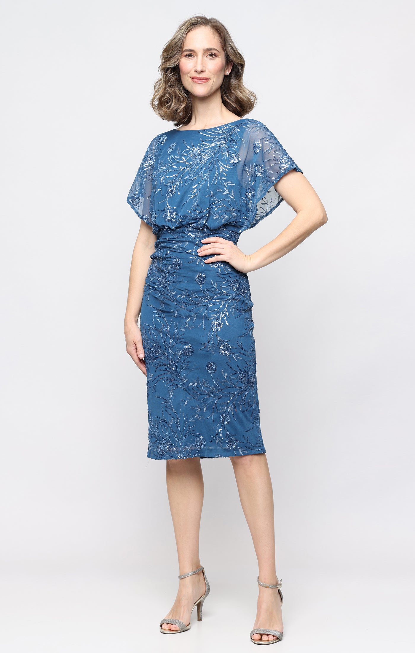 blouson cocktail dress Sl Fashions Women's Embroidered Crewneck - Cerulean Color:Blue and Green layering-dress SUMWON WOMEN Tank Sleeveless offering a structured yet