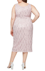 Plus Tea-Length All Over Lace Jacket Dress with Sequin Detail