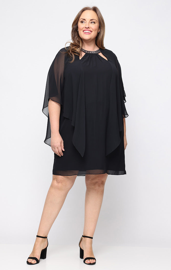 plus size formal shift dress SL FASHIONS Women's Cutout Crystal Embellished Neck Cocktail - Blue LADY-IN-RED