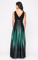 Sleeveless Gown with Satin Ombre Skirt & Tie Belt