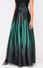 Sleeveless Gown with Satin Ombre Skirt & Tie Belt
