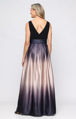 Sleeveless Gown with Satin Ombre Skirt & Tie Belt