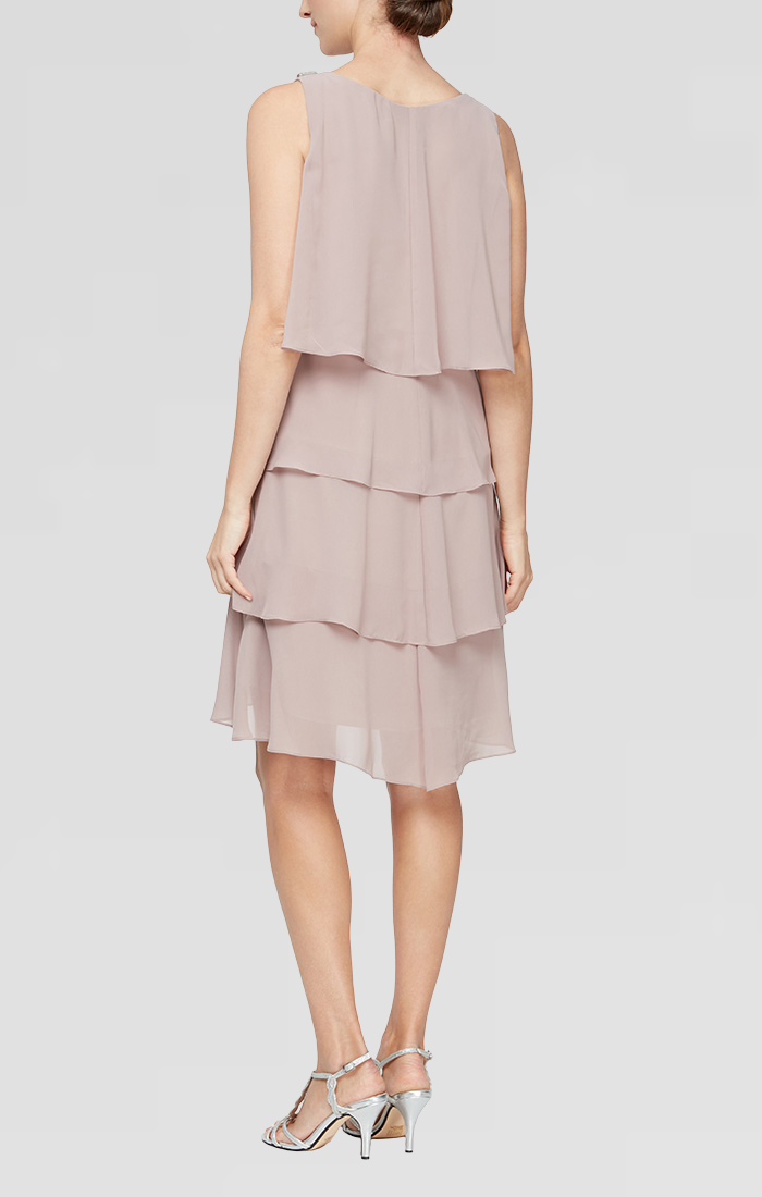 ワンピース Tulip Chiffon Long Dress Tulip Tiered Chiffon Cocktail Dress with Barrel Pins – S.L.