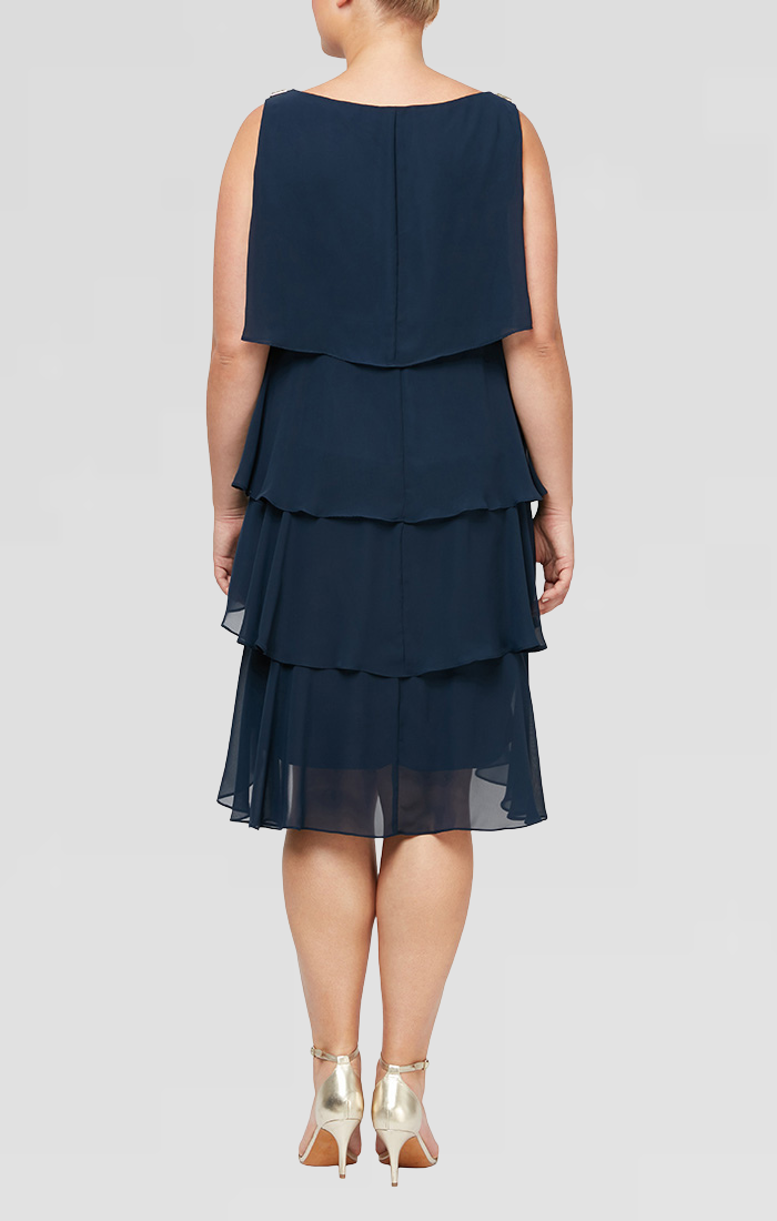 ワンピース Tulip Chiffon Long Dress Plus Tulip Tiered Chiffon Cocktail Dress with Barrel Pins