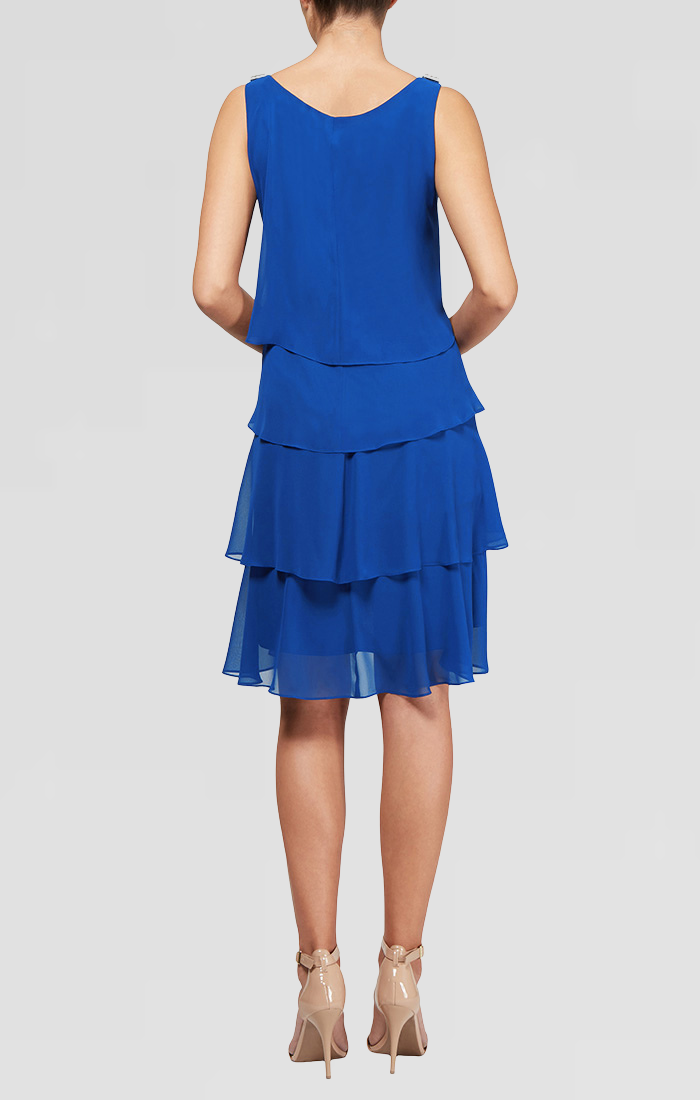 Tulip Tiered Chiffon Cocktail Dress with Barrel Pins – S.L.