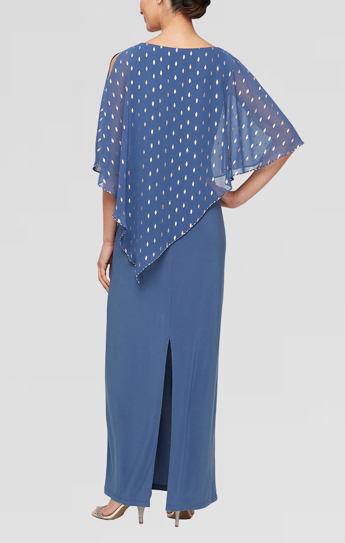 Regular - Foil Metallic Printed Popover Gown with Beading at Hem