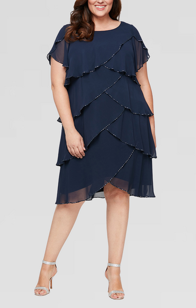 beaded tiered shift dress SONXAHE Tiered Beaded Shift Dress for Women Round Neck Party Short Formal Dress