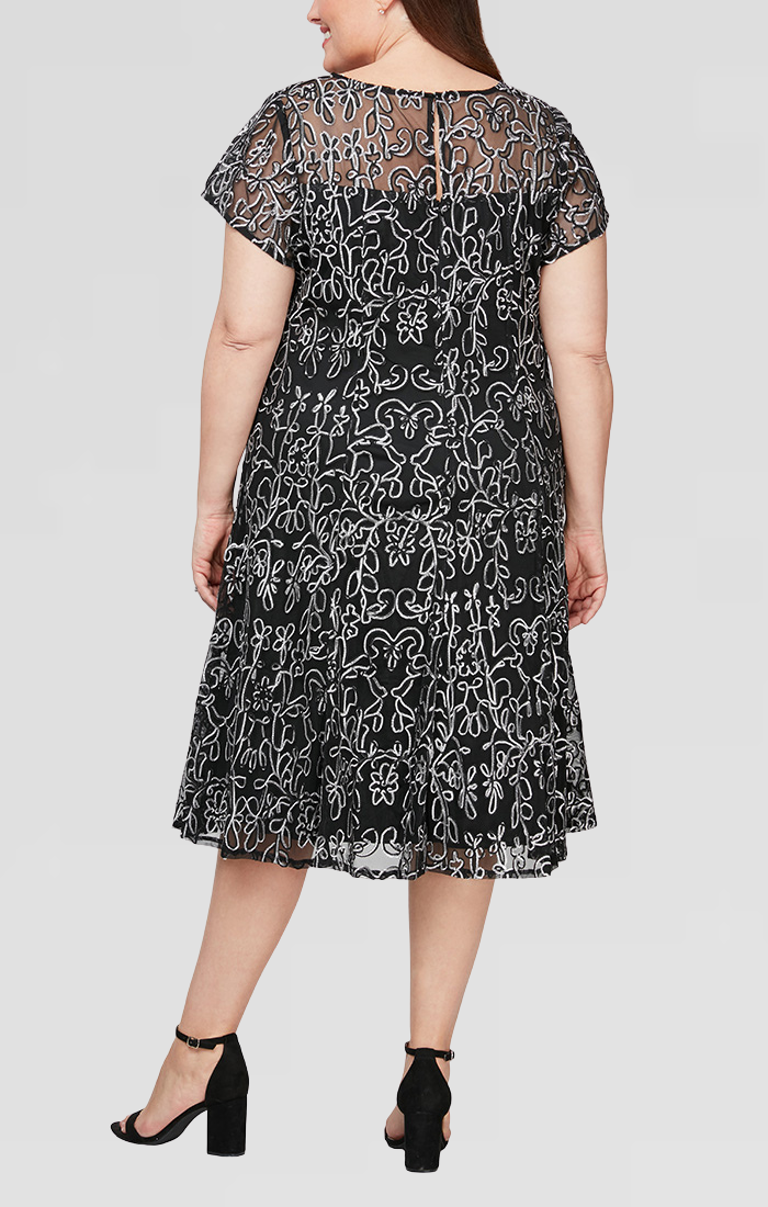 Plus Embroidered Soutache Lace Cocktail Dress Plus Embroidered Soutache Lace Cocktail Dress
