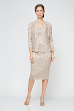 Petite Lace Jacket Dress with Sequin Detail