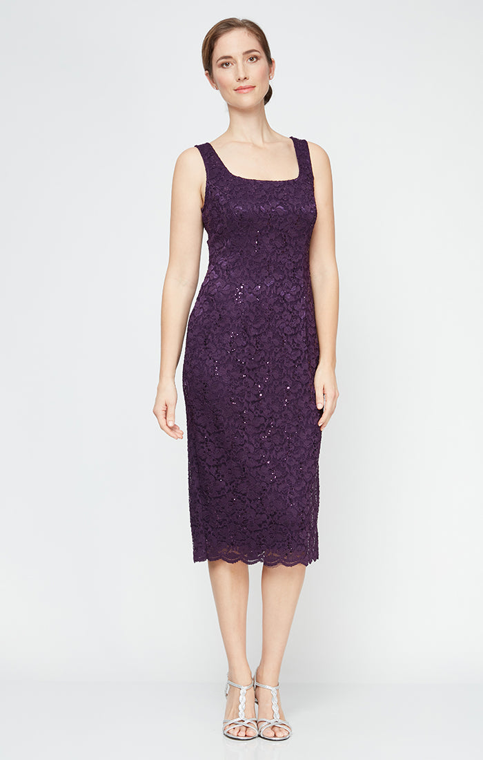 sl fashions sequined lace midi dress SL FASHIONS Sequined Lace Midi Dress | BLACK