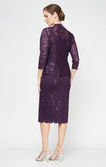 Lace Jacket Dress with Sequin Detail