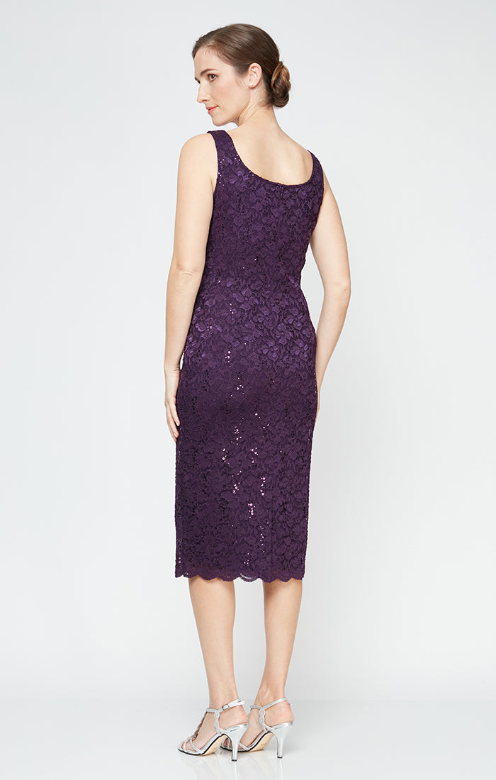 sl fashions sequined lace midi dress SL Fashions Women's V-Neck Sheath Jacket Dress - Buff