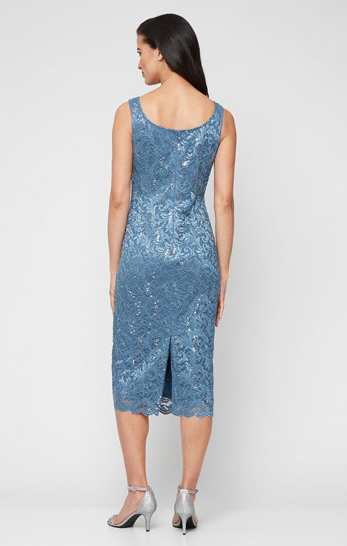 Tea-Length Lace Jacket Dress with Sequin Detail