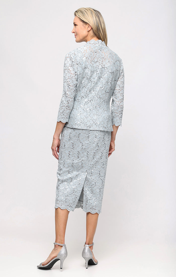 Lace Jacket Dress with Sequin Detail