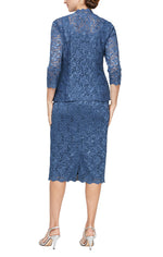 Tea-Length Lace Jacket Dress with Sequin Detail