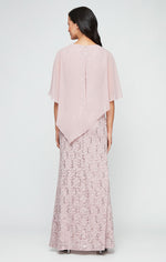 Popover Dress With Beaded Shoulder Detail and Asymmetric Overlay