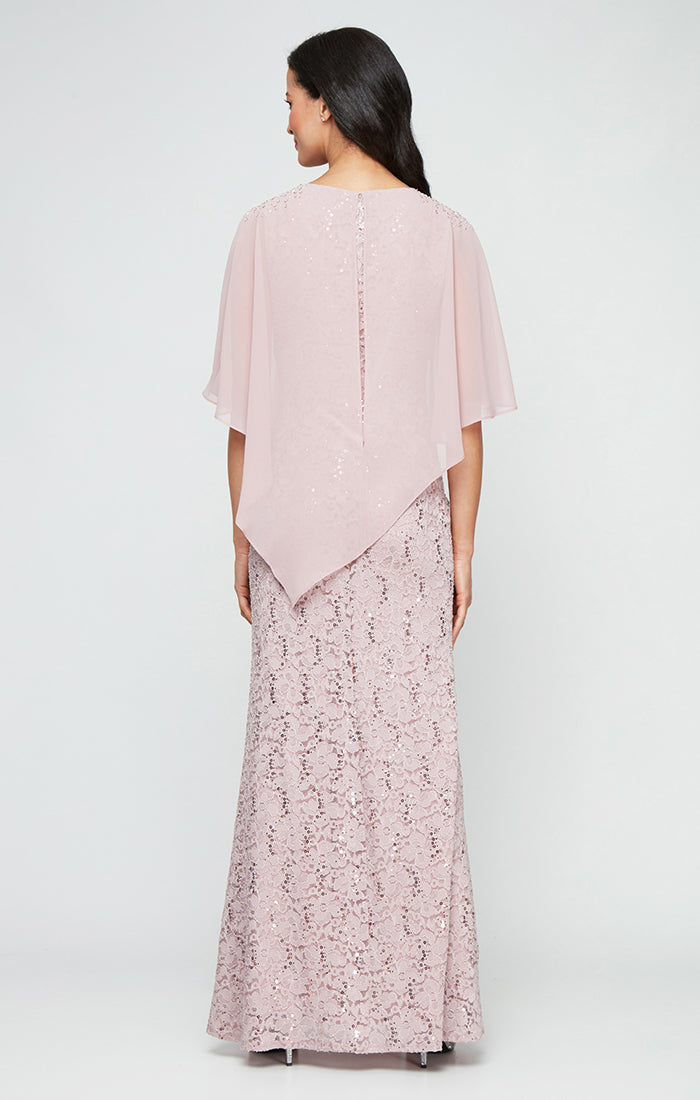 Popover Dress With Beaded Shoulder Detail and Asymmetric Overlay