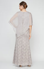 Popover Dress With Beaded Shoulder Detail and Asymmetric Overlay