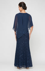 Popover Dress With Beaded Shoulder Detail and Asymmetric Overlay