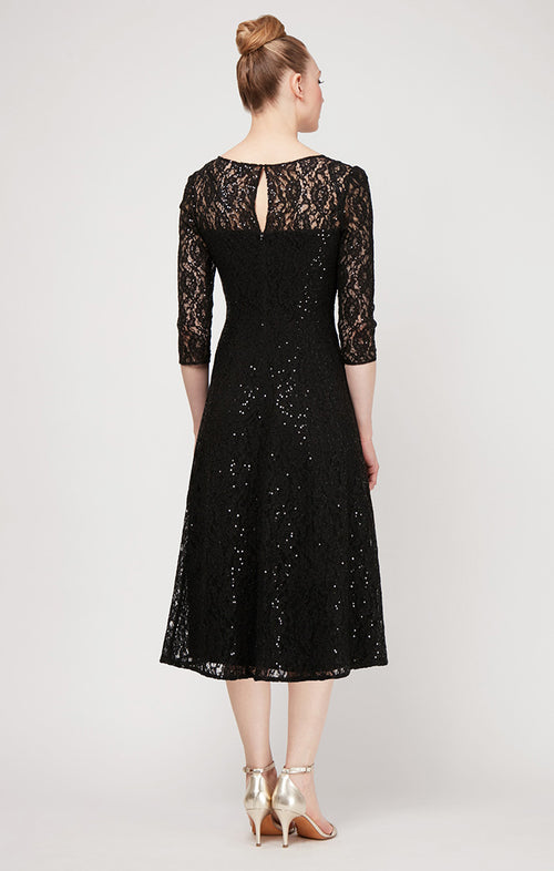 3/4 Sleeve Sequin Lace Cocktail Dress