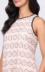 Short Sleeveless Embroidered Shift Dress