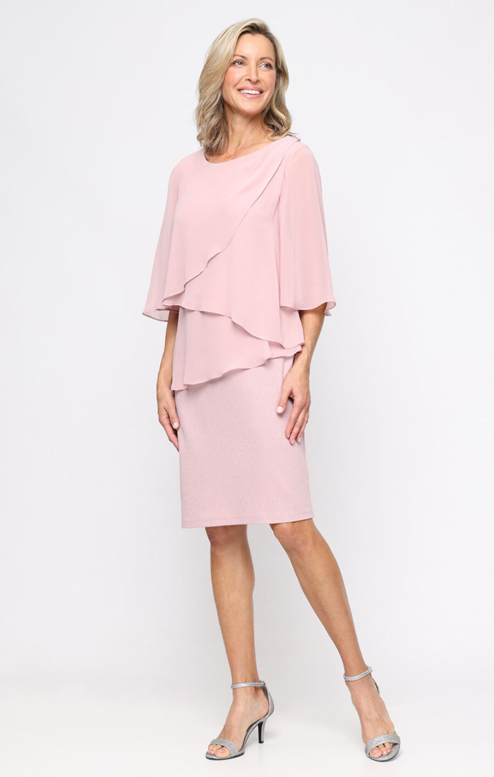 Sl Fashions Women's Glitter Knit Sheath Dress - Blush
