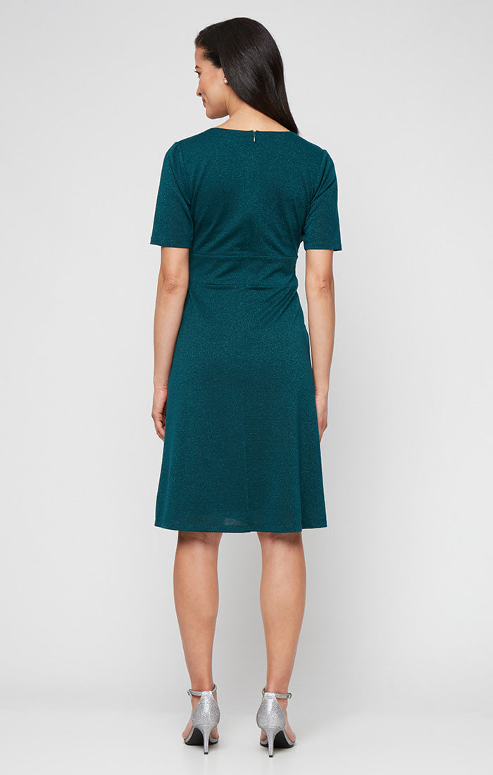 Regular - A-Line Novelty Crochet Knit Dress with Raglan Sleeve Jersey Bodice