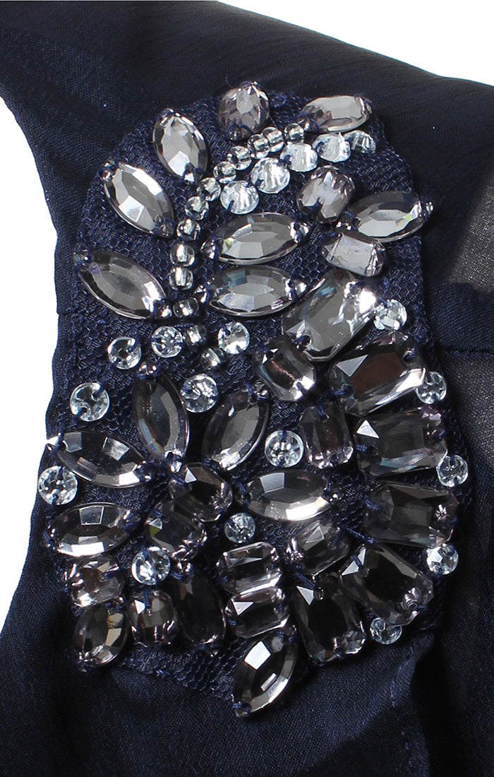 Long Glitter Mesh Dress with Tulip Overlay Bodice and Embellishment at S.L. Fashions Long Glitter Mesh Dress with Tulip Overlay Bodice and Embellishment at S.L. Fashions