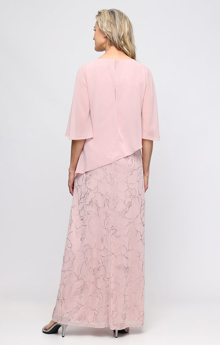 chiffon overlay a line dress Chiffon Long Overlay Dress A-line With Chiffon Split Front Overlay David's Bridal