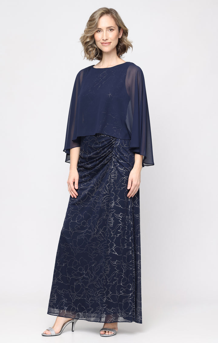 sl fashions embellished tiered chiffon dress & capelet Chelsea28 Tiered Ruffle Chiffon Cape Dress in Mauve at Nordstrom Rack, Size X-Large
