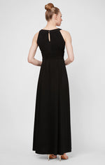 Keyhole Halter Style Gown with Ruched Waist