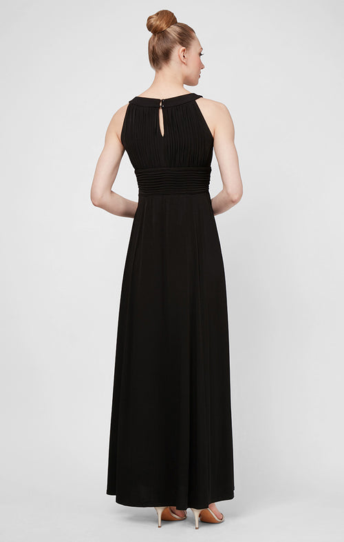 Keyhole Halter Style Gown with Ruched Waist