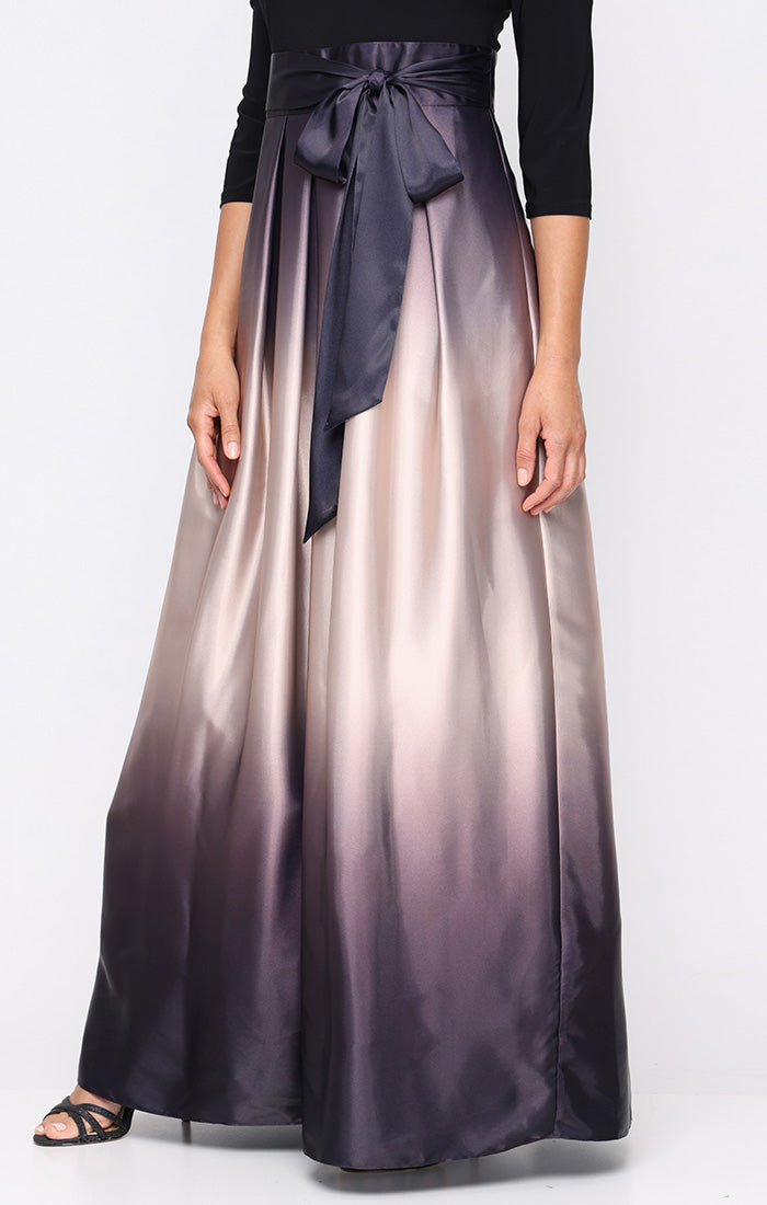 3/4 Sleeve Matte Jersey & Ombre Satin Ballgown 3/4 Sleeve Matte Jersey & Ombre Satin Ballgown