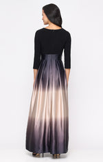 Long Satin Charmeuse Ombre Ballgown with Surplice Neckline Bodice