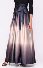 Long Satin Charmeuse Ombre Ballgown with Surplice Neckline Bodice