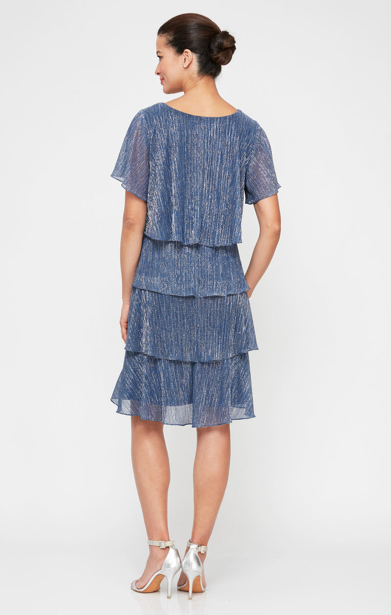 Shimmer Bodre Chiffon Tiered Cocktail Dress – S.L. Fashions