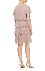 Regular - Shimmer Bodre Chiffon Tiered Cocktail Dress