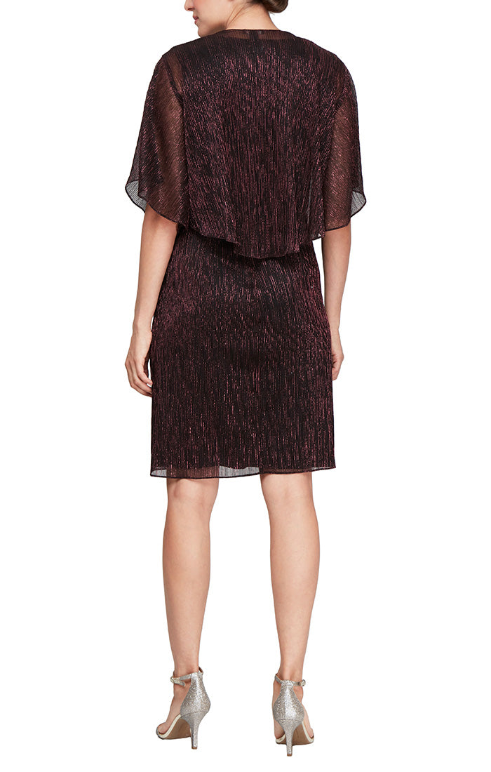 Short Shimmer Surplice Dress with Cascade Jacket