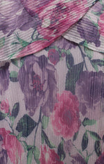 Plus Short Printed Bodre Dress with Tiered Bodice and V-Neckline
