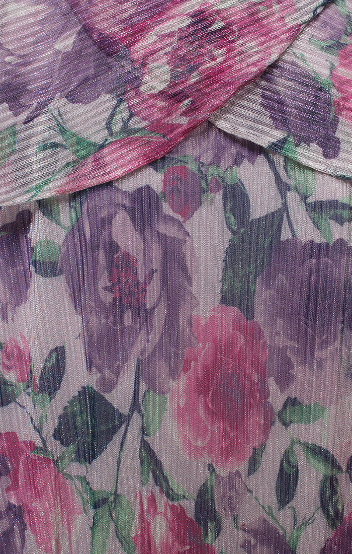 Plus Short Printed Bodre Dress with Tiered Bodice and V-Neckline