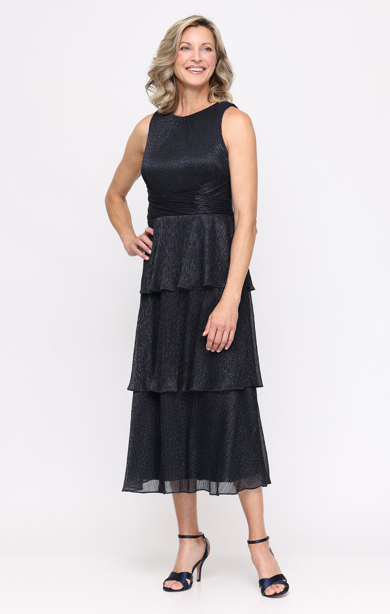 petite tea length formal dresses Sleeveless Bodre Dress with Tiered Skirt 47yrs Length Floral Dress is Finish:Rustic Gray Sherri Hill 55585 Dress