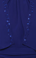 Regular - Short Chiffon Jacket Dress with Embellished Cutaway Halter Neckline, Ruched Waist and Open Illusion Jacket